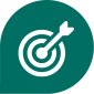 Dark teal tear drop bullseye icon representing HIRING