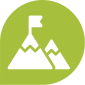 Green tear drop mountain icon representing TEAMS